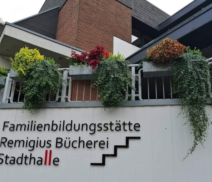 Foto: Remigius Bücherei Treppenaufgang zur Remigius Bücherei