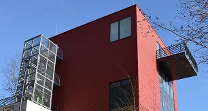 Aufsicht zum Gebäude des Fischereimuseums Bergheim an der Sieg