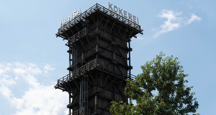 Das Wahrzeichen der Kokerei Hansa - der Löschturm