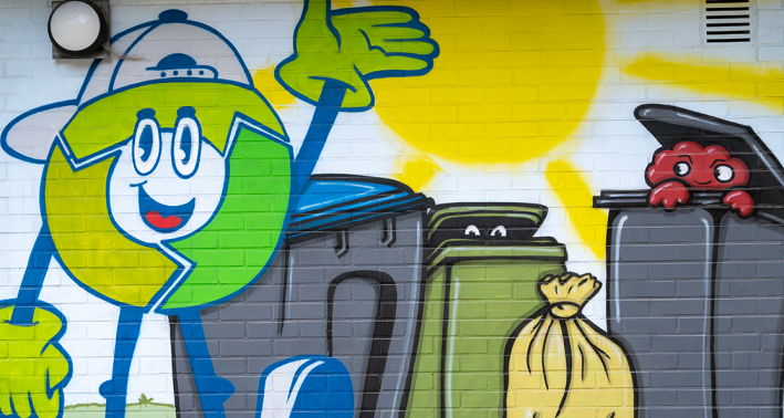 Wandbild am Lernort Deponie Lehrpfad 