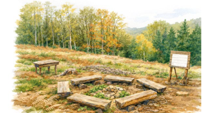 Feuerstelle im Lernort Bergische Waldschule